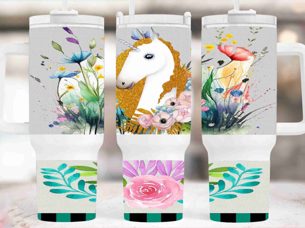 horses with flower free 40OZ design