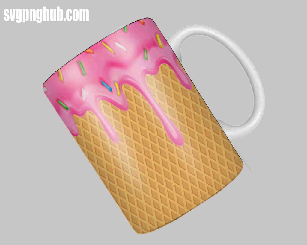 pink ice cream free mug design